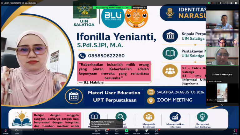 User Education Mahasiswa Baru UIN Salatiga Digelar Daring, Bekali Mahasiswa Kenali Layanan Perpustakaan